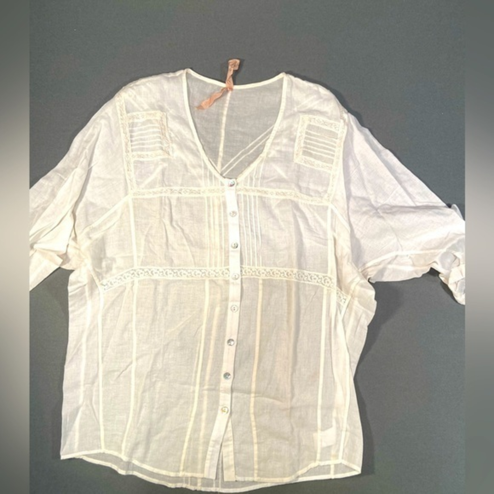 Semi sheer Cotten oversized tunic/button down shirt, sz S